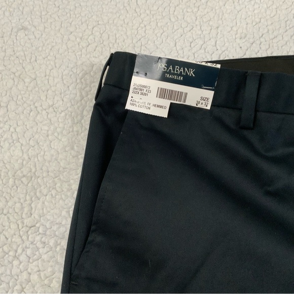 Jos. A. Bank Traveler’s Collection Pants 38x32 Navy Blue 100% Cotton Flat Front - Picture 5 of 16